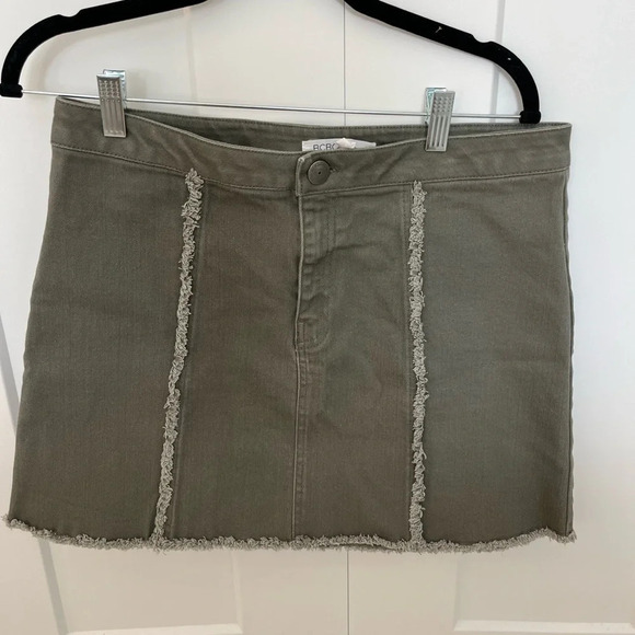 BCBGeneration Jean Mini Skirt Olive Green Stretch Size 30 - Picture 1 of 3